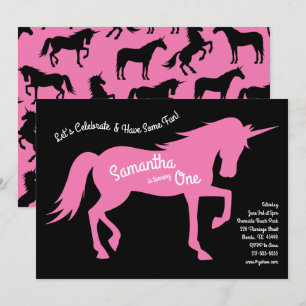 Invitación Fiesta de unicornio  Chicas rosados