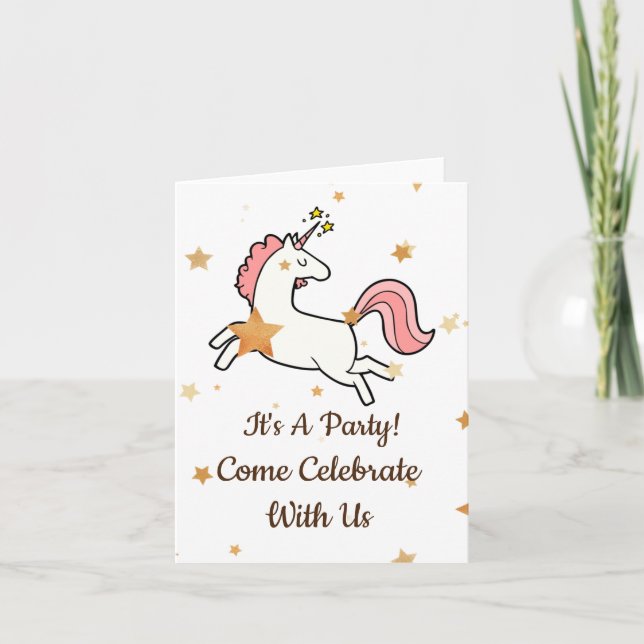 Invitación Fiesta de Unicornios (Anverso)