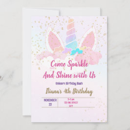 Invitación Fiesta de unicornios