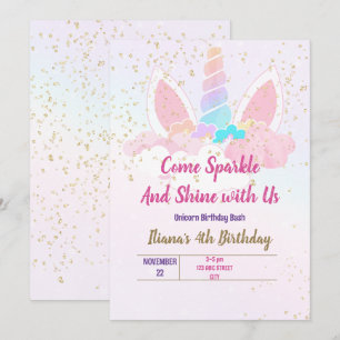 Invitación fiesta de unicornios