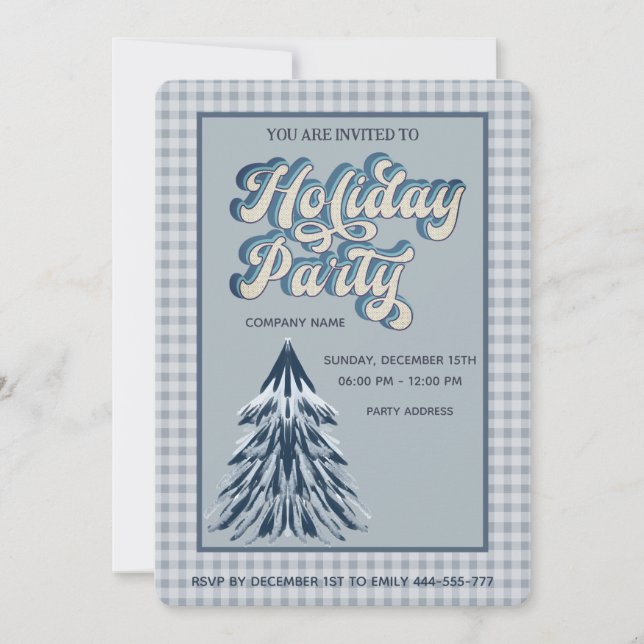 Invitación Fiesta de vacaciones azul polvoriento (Anverso)
