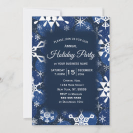 Invitación Fiesta de vacaciones Blue Corporate de Snowflake