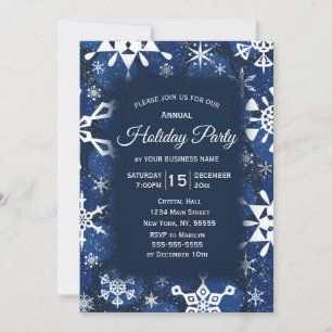 Invitación Fiesta de vacaciones Blue Corporate de Snowflake