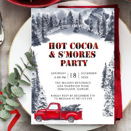 Invitación Fiesta de vacaciones, cacao caliente y S mores Buf