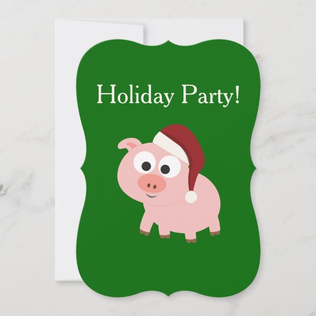 Invitación ¡Fiesta de vacaciones! Cerdo de Santa (Anverso)