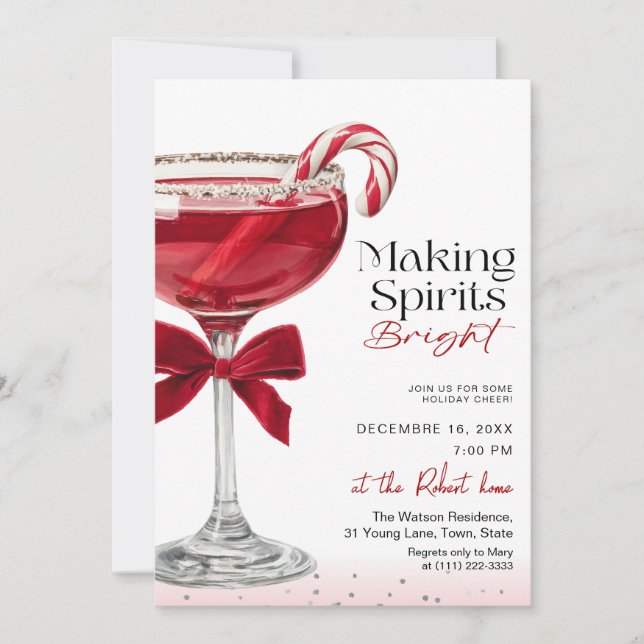 Invitación Fiesta de vacaciones Chic Making Spirits Bright (Anverso)