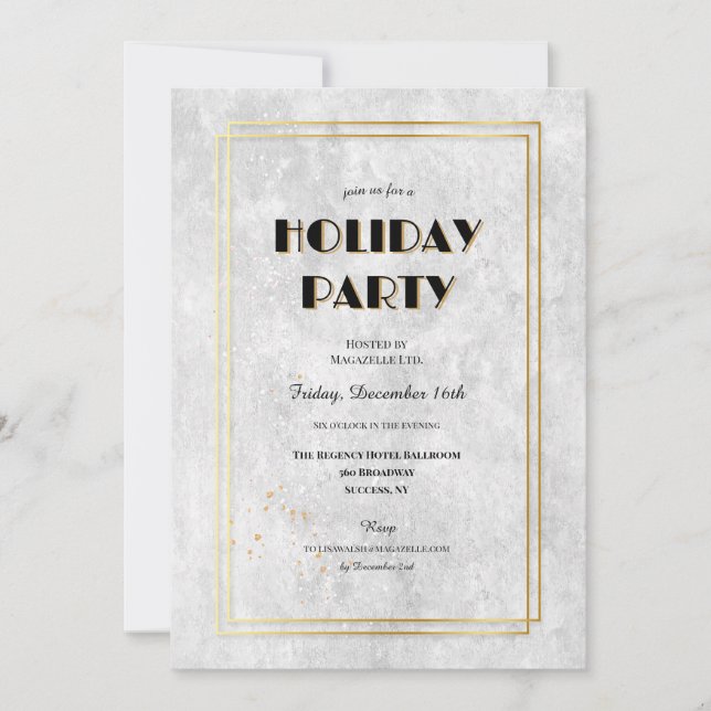 Invitación Fiesta de vacaciones con marcos de plata y oro (Anverso)