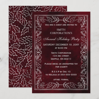 Invitación Fiesta de vacaciones corporativa elegante de plata