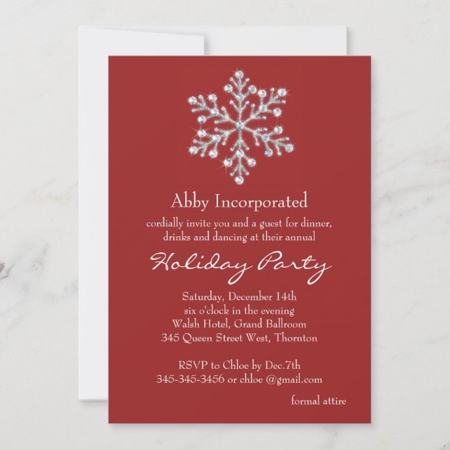 Invitación Fiesta de vacaciones corporativa simple y elegante (Anverso)