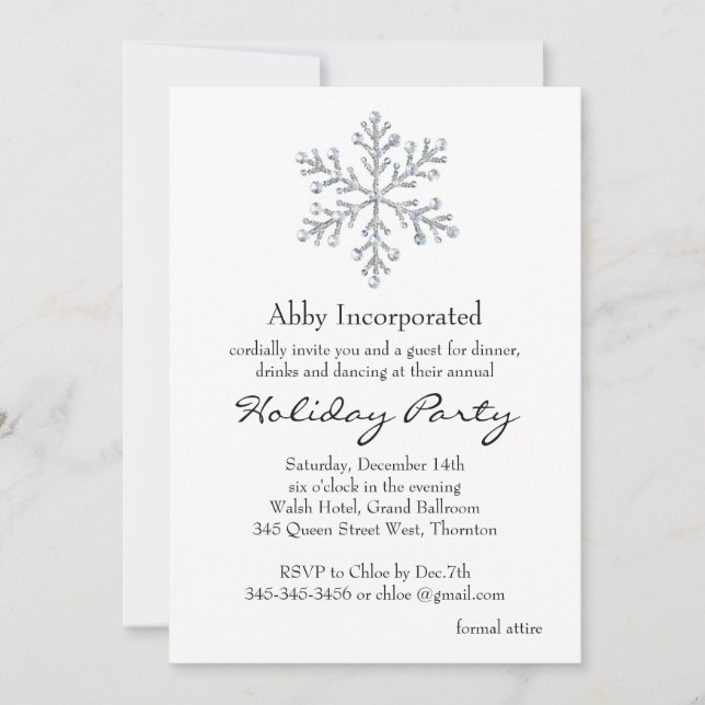 Invitación Fiesta de vacaciones corporativa simple y elegante (Anverso)