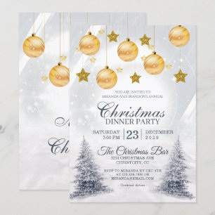 Invitación Fiesta de vacaciones corporativas de Golden Bauble