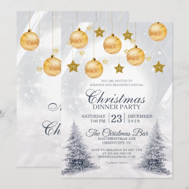 Invitación Fiesta de vacaciones corporativas de los Navidades (Anverso / Reverso)