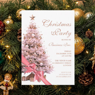 Invitación Fiesta de vacaciones de árbol de Navidad con Rosa 