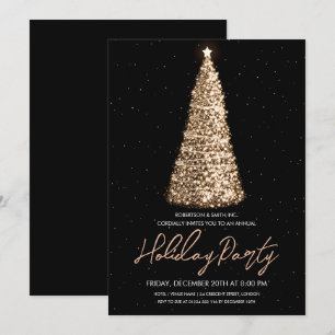 Invitación Fiesta de vacaciones de árbol de navidad Gold Corp