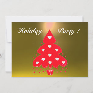 Invitación FIESTA DE VACACIONES DE ÁRBOL DE NAVIDAD ROJA azul