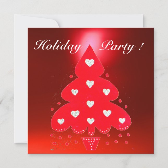 Invitación FIESTA DE VACACIONES DE ÁRBOL DE NAVIDAD ROJA azul (Anverso)