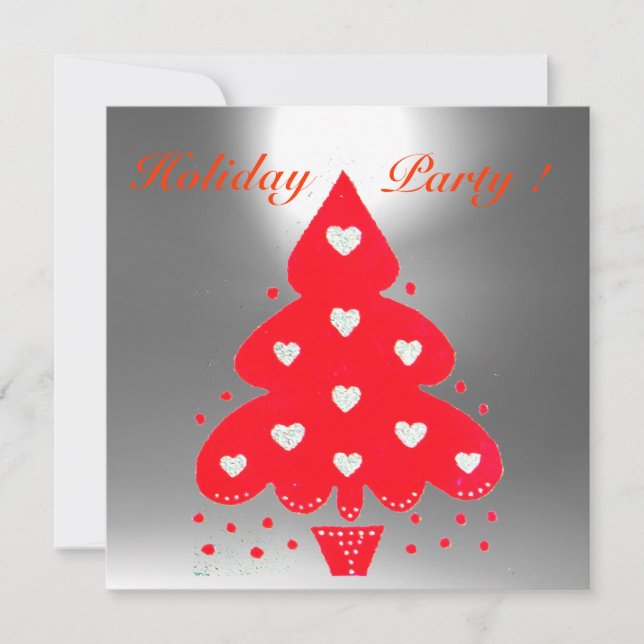 Invitación FIESTA DE VACACIONES DE ÁRBOL DE NAVIDAD ROJA,Esme (Anverso)