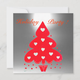 Invitación FIESTA DE VACACIONES DE ÁRBOL DE NAVIDAD ROJA,Esme