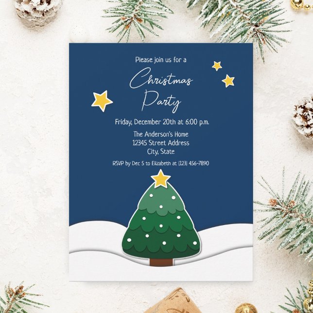 Invitación Fiesta de vacaciones de árbol de navidad simple y  (Subido por el creador)