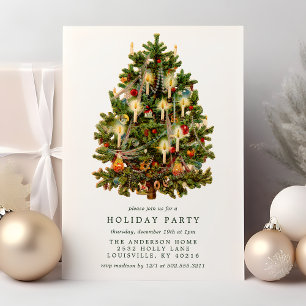 Invitación Fiesta de vacaciones de árbol de Navidad victorian