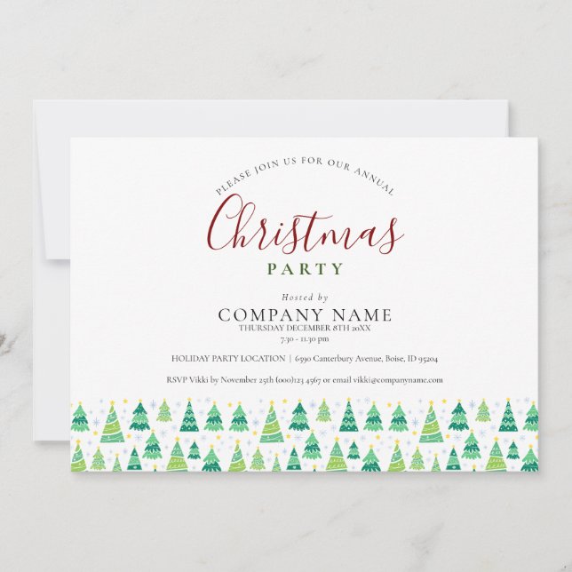 Invitación Fiesta de vacaciones de árboles de navidad de nego (Anverso)