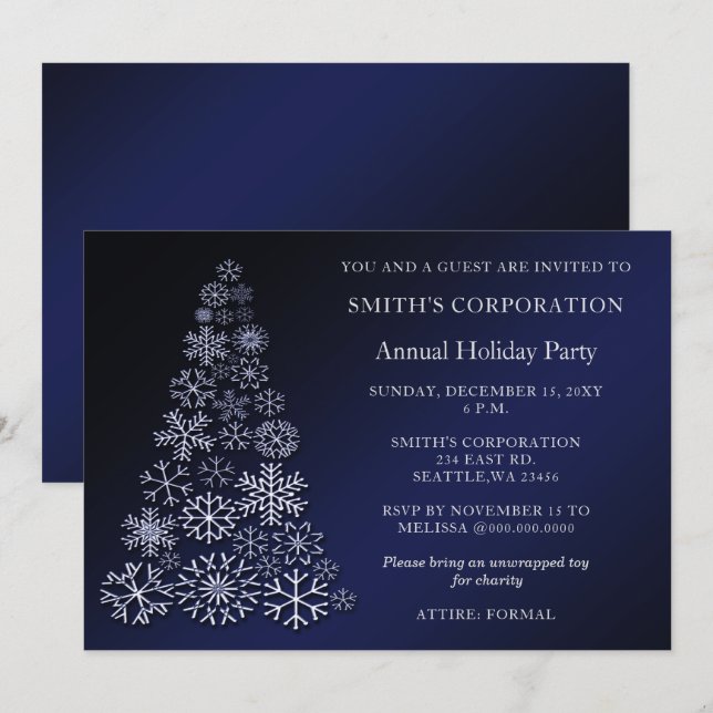 Invitación Fiesta de vacaciones de Blue Silver (Anverso / Reverso)