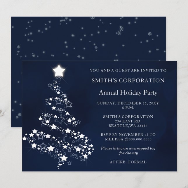 Invitación Fiesta de vacaciones de Blue Silver (Anverso / Reverso)