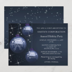 Invitación Fiesta de vacaciones de Blue Silver