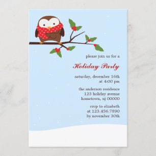Invitación Fiesta de vacaciones de búho Navidades