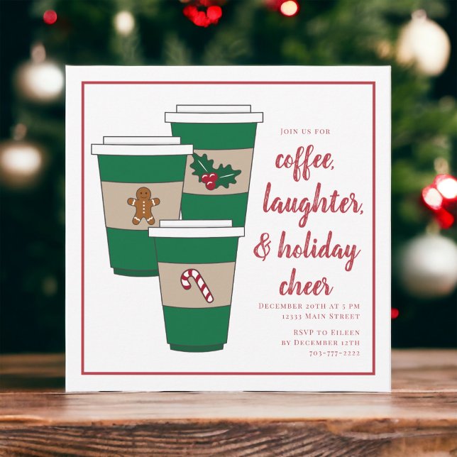 Invitación Fiesta de vacaciones de café para navidades (Subido por el creador)