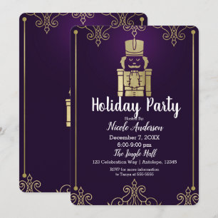 Invitación Fiesta de vacaciones de cascanueces elegante dorad