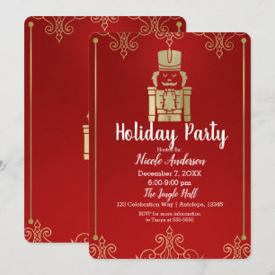 Invitación Fiesta de vacaciones de cascanueces elegante dorad