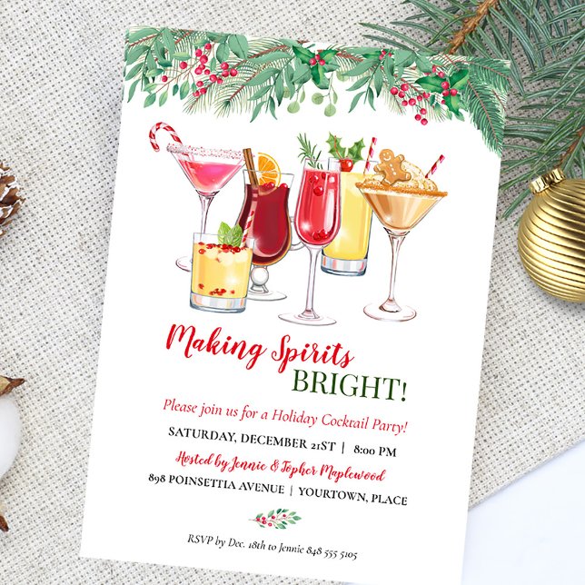 Invitación Fiesta de vacaciones de cócteles para navidades (Subido por el creador)