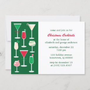 Invitación Fiesta de vacaciones de cócteles para navidades