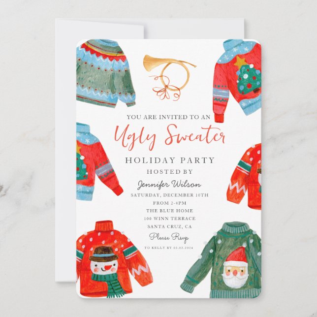 Invitación Fiesta de vacaciones de color agua dulce feo (Anverso)