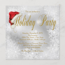 Invitación Fiesta de vacaciones de copo de nieve de sombrero
