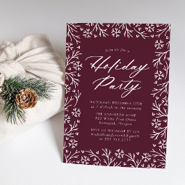 Invitación Fiesta de vacaciones de copo de nieve elegante púr