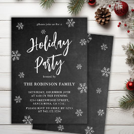 Invitación Fiesta de vacaciones de copos de nieve de pizarra