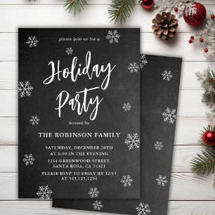 Invitación Fiesta de vacaciones de copos de nieve de pizarra 