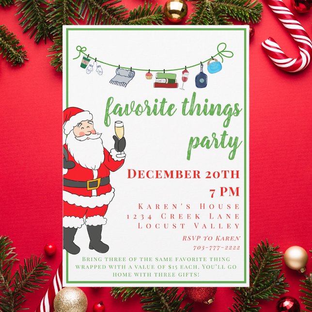Invitación Fiesta de vacaciones de cosas favoritas con Santa  (Subido por el creador)