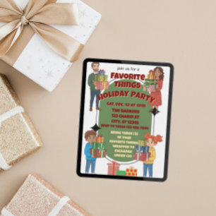Invitación Fiesta de vacaciones de cosas favoritas, intercamb