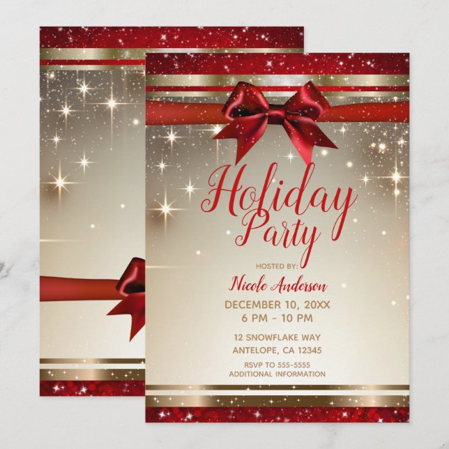 Invitación Fiesta de vacaciones de Glam elegante con manchas  (Anverso / Reverso)