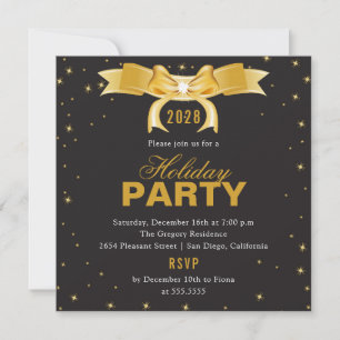 Invitación Fiesta de vacaciones de Golden Bow