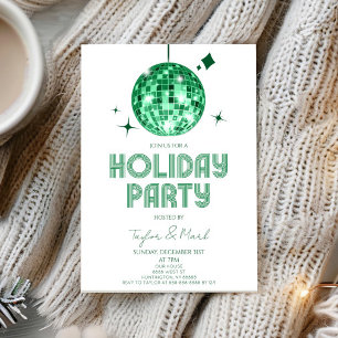 Invitación Fiesta de vacaciones de Green Disco Ball