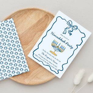 Invitación Fiesta de vacaciones de Hanukkah dibujada a mano c
