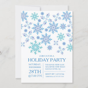 Invitación Fiesta de vacaciones de invierno azul con copas de
