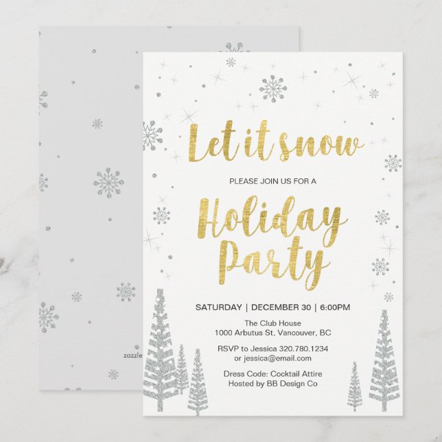 Invitación Fiesta de vacaciones de invierno mágico (Anverso / Reverso)