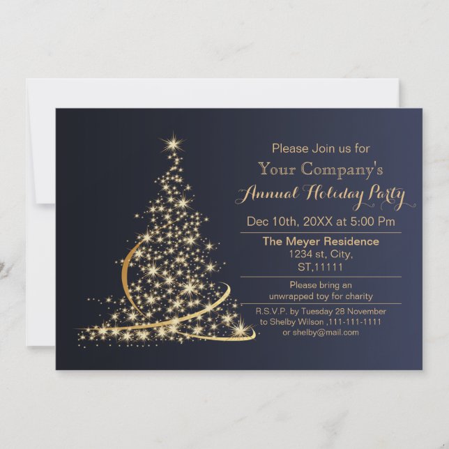 Invitación fiesta de vacaciones de la empresa con la fiesta d (Anverso)