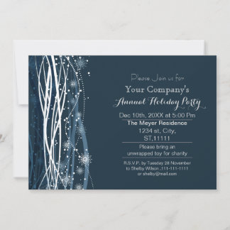 Invitación fiesta de vacaciones de la empresa con nieve azul