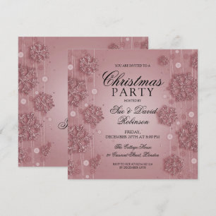 Invitación Fiesta de vacaciones de los Navidades de oro Rosa